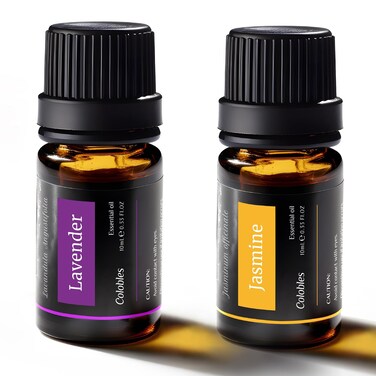 2 Pack Lavender and Jasmine Essential Oil, for Colobles Waterless Aromatherapy Diffuser, 100% Organic, Pure, Undiluted, Natural Aromatherapy 2 * 10 mL (2 * 1/3 oz)