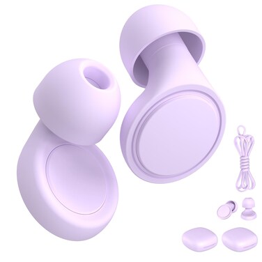 2 Pairs Ear Plugs for Sleeping, Soft Full Silicone Ear Plugs for Noise Reduction 25dB, Reusable Hearing Protection Earplugs for Concert, Focus, Noise Sensitivity, 8 Ear Tips in S/M/L - Purple