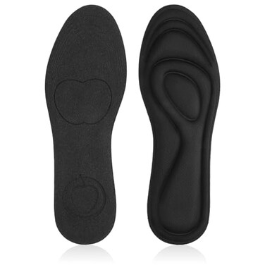 2 Pairs Memory Foam Insoles, Full-Foot Responsive Cushioning, Plantar Fasciitis Insoles for Women Man, Orthotic Shoe Inserts Arch Support Inserts for Foot Health (Black, W 7.5-8.5 /M 5.5-6.5)