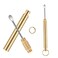 2 PCS Ear Wax Removal Tool, Brass Ear Scoop Folding Type Copper Ear-Pick Cleaner Portable Ear Wax Removal Tools Spiral Ear Clean Tool Attached A Key Ring Mini Tool Supplies, Gold