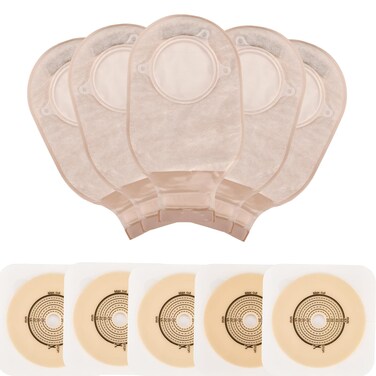 21 PCS Colostomy Bags,Ostomy Supplies, Two Piece Drainable Ostomy Pouch with Closure,Ostomy Bag for Ileostomy Stoma Care, Cut-to-Fit(15pcs Bags+6pcs Barrier)