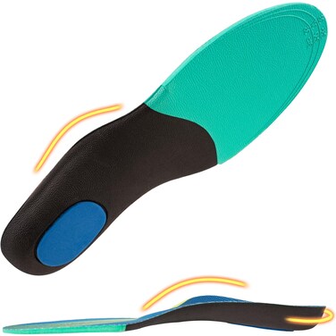 220+ lbs Arch Support Orthotics, Shock Absorption Sports Shoe Insoles for Men Women, Work Boots Insoles for Standing All Day, Plantar Fasciitis Insoles Relieve Flat Feet, Foot Pain, L