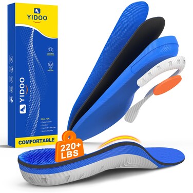 220+lbs Plantar Fasciitis High Arch Support Insoles Men Women-Orthotics Shoe Inserts Flat Feet Pain Relief,Work Sneakers Shoe Insoles -Standing All Day Heavy Duty Support,S (M 7-8/WM 8-9)