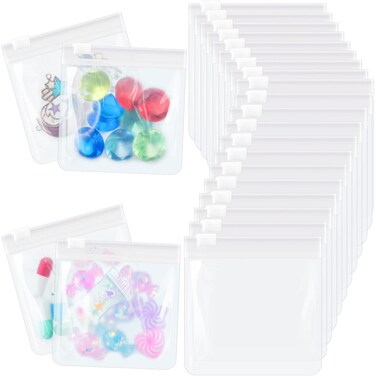 24 Pieces Pill Pouch Bags Zippered Set Reusable Translucent Medicine Organizer Sealing Travel Plastic Bags with Slide Lock for Storage(Clear)