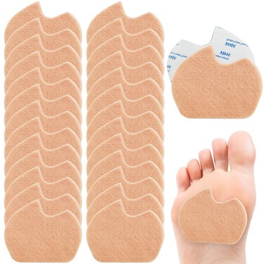 28 Pieces Felt Foot Pads for Dancer Callus Sesamoiditis Pads for Ball of feet Pain Relief Forefoot Cushion Pads Self-Adhesive Foot Foam Cushion Pads for Men Women