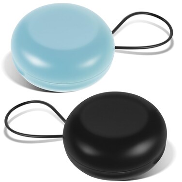 2pcs Earplug Cases, Ear Plug Carrying Cases, Mini Portable Earplug Case, Round Potable Ear Plug Holder with Lanyard Portable Mini Storage Case for Business Trip Storage Earbuds Trinkets Pills(2)