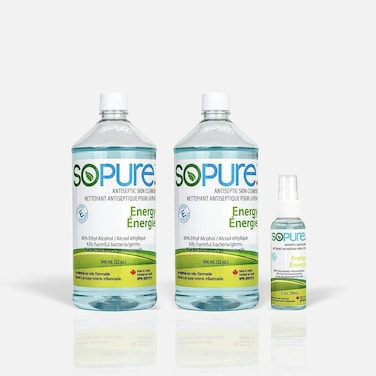 2X945mL Energy Hand Sanitizer Refill Bottles - 80% USP Grade Ethyl Alcohol/Natural vegetable ingredients/Vitamin E/Non-sticky/Moisturizing/Effectively killing bacteria and viruses