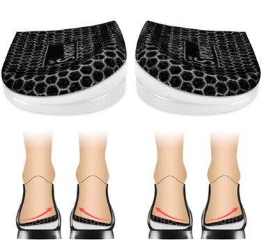 3 Layers Adjustable Supination Overpronation Insoles, Anti-Slip Medial Lateral Heel Wedge Insoles for Foot Alignment, Knee Pain, Bow Legs, Osteoarthritis (Black, L: W 8-12/ M 7.5-14)
