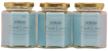 3 Pack - Fresh Linen Scented Smoke and Odor Eliminator Candle - Odor Eliminating Scented Candles for Home - Neutralizes Cigarette, Food, and Pet Smells - Hand Poured in The USA