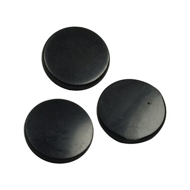 3 pcs Authentic Shungite Stickers Polished 40 mm / 1.57" Genuine Healing Energy Stone Protection Plate for Cell Phone Case Tablet Laptop Computer Noble Gemstone Protector Crystal