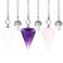 3 Pcs Crystal Pendulums Set for Divination Dowsing Amethyst Rose Quartz Clear Quartz 6 Faceted Hexagonal Pointed Cone Resin Spiritual Gemstone Pendant Witchcraft Accessories