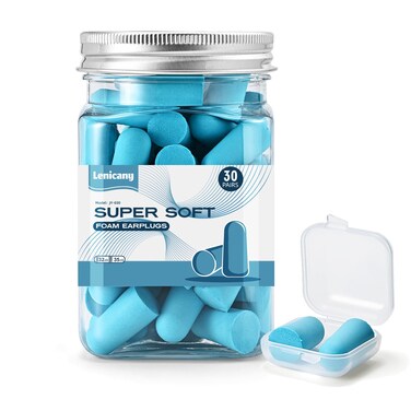 30Pair Soft Foam EarPlugs, 32dB Disposable Sound Blocking Noise Cancelling Ear Plugs for Sleeping/Concerts Loud Music/Shooting Guns/Work Construction, Hearing Safety Protection (Blue)