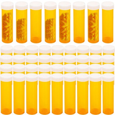 35 Pack 2.5 Dram Small Empty Medicine Pill Bottles Cases Containers Organizers with Caps for Prescription Medication