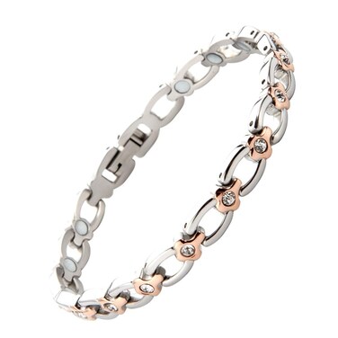38 Elegant Titanium Magnetic Bracelet for Women Magnetic Functions with Free Link Removal Tool Christmas gift(Silver&amp;Rose Gold)