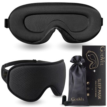 3D Sleep Eye Mask, Blackout Sleeping Mask, Sleep Mask for Men/Women, Luxury Face Mask, Noise-Blocking Ear Plugs and Cover, Airplane Travel Essentials, Black.