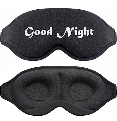 3D Sleep Mask - Eye Mask for Sleeping with 100% Blackout Design, Funny Sleep Mask 3D Sleeping Mask for Women Men (Good Night)