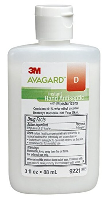 3M Avagard D Instant Hand Sanitizer with Moisturizers (61% w/w Ethyl Alcohol) 9221, 3 oz. Each
