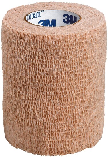 3M Coban Self-Adherent Wrap, Self Adherent Wrap Used to Secure Dressings and Other Devices, Compress or Protect Wound Sites and Immobilize Injuries, Tan, 3"x 5yds, Box of 24 Rolls