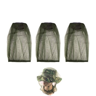 3Pcs Premium Head Net Face Mesh, Mosquito Hat Mask Head Cover for Camping Hiking Fishing Climbing, Protecting from Bee Mosquito Gnats