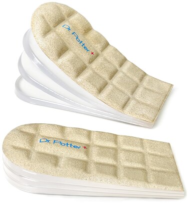 4 Layers Adjustable Height Increase Insoles, 1 Inch Heel Lift for Leg Length Discrepancies, Heel Cushions for Heel Spurs and Heel Pain, Heel Inserts for Women and Man (Beige, Large)