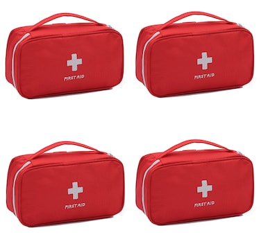 4 Pack First Aid Bag Empty Portable Medical Bag Mini Emergency Survival Storage Bag for Camping Hiking Home Travel Red