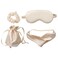4 Pcs Artificial Silk Sleep Masks Hair Scrunchies Headband and Pouches Soft Eye Mask Cover Stain Blackout Blindfold for Sleeping Wedding Bridesmaid Gifts Beige