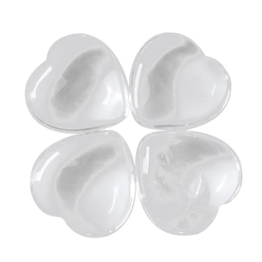 4 Pcs Natural Rock Quartz Love Heart Pocket Stone Healing Chakra Worry Stone(1 Inch)