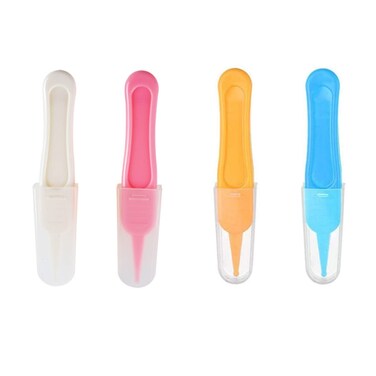 4 Pieces of Cleaning Tweezers with Round Plastic Tips Used for Cleaning Ear Canals, Nasal Passages, and Umbilical Dirt.