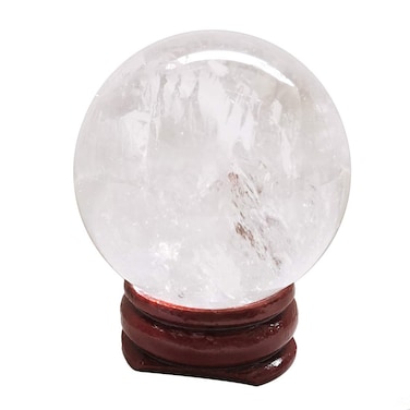 40 mm Rock Quartz Healing Crystal Ball, Home Decoration Fengshui Divination Sphere with Wood Stand