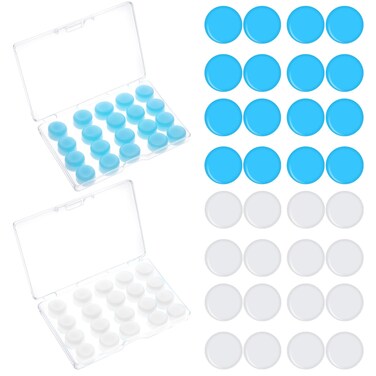 40 PCS Soft Moldable Silicone Earplugs, Reusable Noise Cancelling Earplugs, Silicone Ear Plugs for Sleeping, Earplugs for Swimming, Travel, Snoring, Concerts, Airplane Ear Pressure, Etc. Blue/Clear