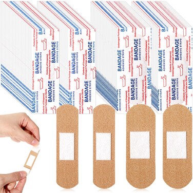400 Pcs Flexible Fabric Adhesive Bandages Bulk Assorted Breathable Bandages for Finger Wound Family First Aid Skin Wrap(4 Styles)