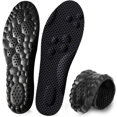 4D Cloud Insoles for Men and Women, Arch Support Insoles, Memory Foam Insoles, Shock Absorption and Cushioning Sports Shoe Insoles for Foot &amp; Joint Support (X Men 9-10.5   Women 10-11.5 Black)