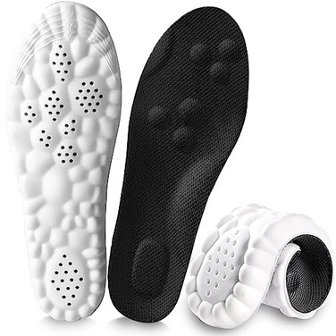 4D Cloud Insoles for Men and Women, Arch Support Insoles, Memory Foam Insoles, Shock Absorption and Cushioning Sports Steppers Shoe Insoles for Foot &amp; Joint Support (XL Men 9-11.5 /Women 11-13 Black)