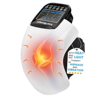 4-in-1 Cordless Knee Massager with Red Light &amp; 3D Airwave,Heated Vibration Therapy for Joint Pain Relief,Portable Electric Massager for Knee/Elbow/Shoulder,Gift gor Seniors(7.5* 5.5 * 6.3inch)