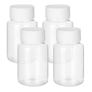 4Pcs Clear Pill Bottles, 80ml Empty Plastic Medicine Bottles, Reagent Bottle with Caps, Small Travel Pill Case, Chemical Containers for Liquid Solid Powder