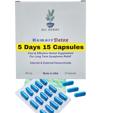 -5-Day 15 Capsules, Fast &amp; Long-Term Relief, Natual Herbs Formula Remedy, Address Root Causes of Hemorrhoids.