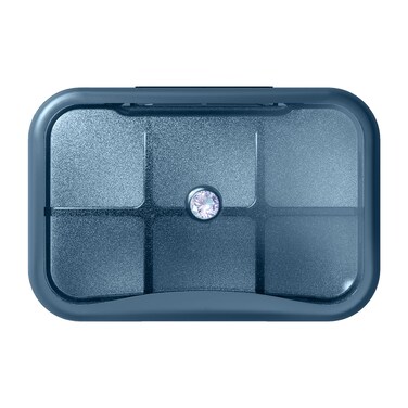 6 Compartment Travel Pill Organizer, Small Pill Box for Purse, Pocket Daily Pill Case Portable Medicine Pill Container, Weekly Vitamin Holder Organizer (Blue with Rhinestone)