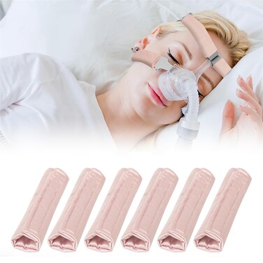6 Pack CPAP Strap Covers, CPAP Headgear Strap Covers, Universal Satin CPAP Hair Protector Pads Breathable CPAP Supplies Reusable CPAP Mask Cushions for Reducing Red Marks (Pink)