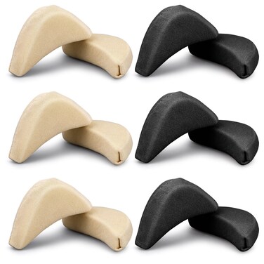 6 Pairs Foam Toe Inserts for Shoes Too Big Soft Sponge Adjustable Shoe Filler Big Toe Shoe Fitters Unisex Forefoot Foot Cushion for High Heel Pumps Flats Sneakers Men Women(Skin Color + Black)