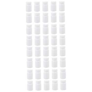 60 pcs Medicine Bottle Storage Holder Pill Capsules Empty Round Container with lid Refillable Bottle. Empty Bottles White polyethylene