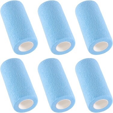 6-Pack Self Adhesive Bandage Wrap 4Inch x 5 Yards, Elastic Athletic Tape, Tattoo Grip Tape, Non Woven Medical Tape for First Aid, Sports, Wrist, Ankle, Vet Wrap for Pets (SkyBlue)
