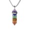 7 Chakra Stone Gemstone Hexagonal Pointed Reiki Chakra Chain Necklace 20" High-Grade Iron Gift Box