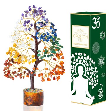 7 Chakra Tree of Life - Crystal Tree for Positive Energy, Attract Good Luck Mothers Day Feng Shui Money Bonsai - Gemstone Tree, Seven Chakra Healing Stones, Home Decoration Gift
