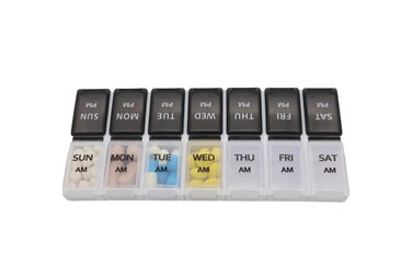 7 Day Weekly Pill AM PM Organizer, ShysTech Large Pill Case Pill Box for Pills/Vitamin/Supplements/Medication (Separable, Small Black/White)