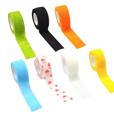 7 Rolls Adhesive Bandages Wrap Elastic Tape Bandages Sports Tape for Fingers Tattoo Machine Tape Protective Athletic Wrap Tape