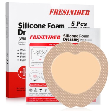 7"x7" (Pack of 5) Wound Silicone Sacral Foam Dressing - Sacrum Foam Adhesive with Border - Waterproof Absorbent Breathable Bed Sore Pressure Pads