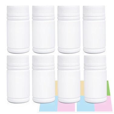 8 Packs 120cc Child-Proof Plastic Pill Bottle, Empty Medicine Bottle with Child-Resistant Cap, Food Grade Container for Chemicals, Liquids, Powders, and Candy