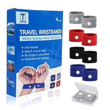 8 Pcs Travel Motion Sickness Relief Wrist Bands, Sea Motion Sickness Wristbands, Travel Essentials for Camping/Cruise Ship/Airplane