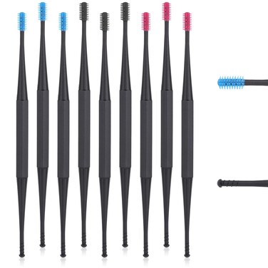 9 Pcs Ear Wax Removal Tool, Spiral Ear Wax Remover Reusable Ear Cleaner, Soft Silicone Double Head Ear Cleaner Wax Remover for Ears Safe Ear Wax Removal Tool for Olders Adult