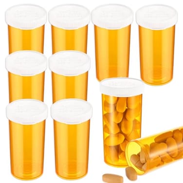 9 PCS Empty Plastic Pill Bottles with Easy Open Snaps Caps Clear Containers Pill Cases Organizers Medication Vials Travel Pill Box Plastic Medicine Containers (13 Dram